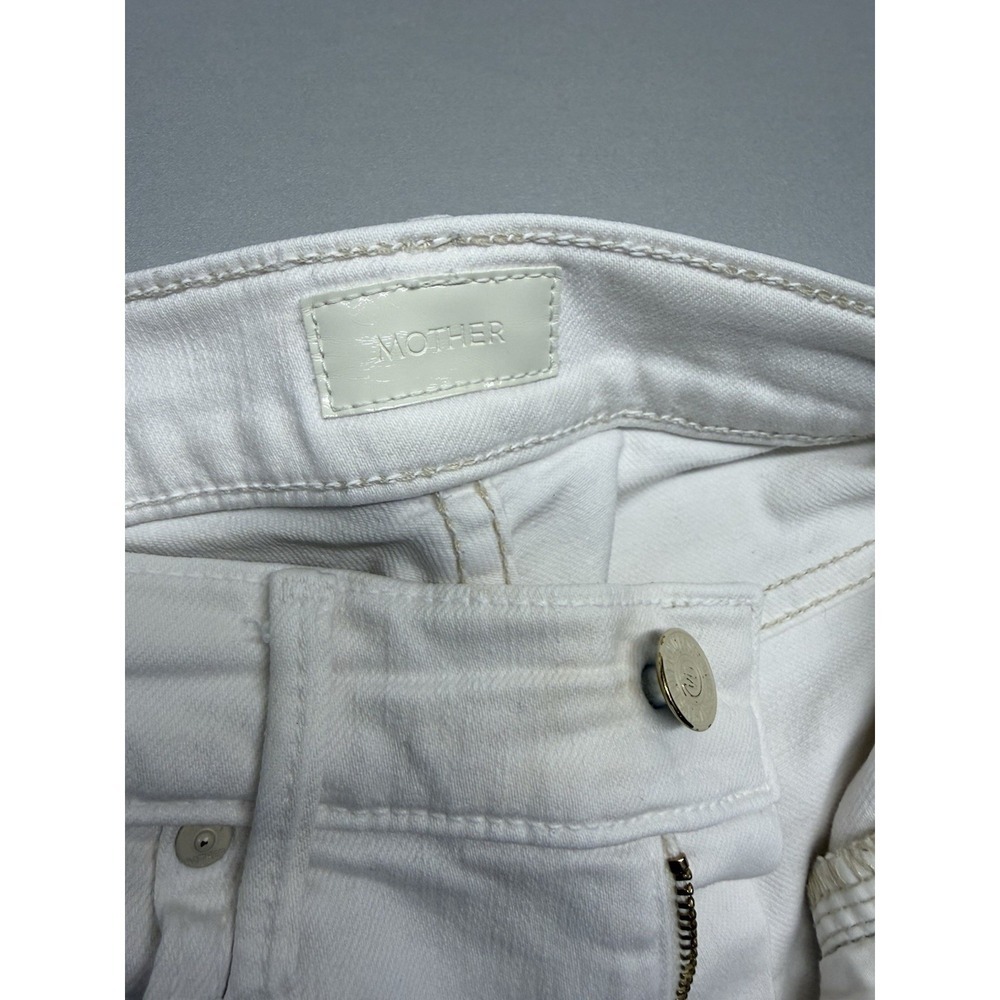 MOTHER The Insider Crop Step Fray Jeans Cream Puffs White Raw Hem Cropped Sz 27 - Picture 14 of 14